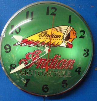 Vintage Pam Lighted Advertising Indian Motorcycles Clock