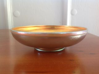 Fantastic Antique L.  C.  T Tiffany Favrile Gold Iridescent Art Glass Bowl Signed