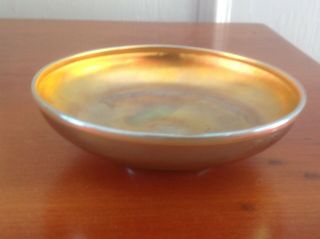 Fantastic Antique L.  C.  T Tiffany Favrile Gold Iridescent Art Glass Bowl Signed 2