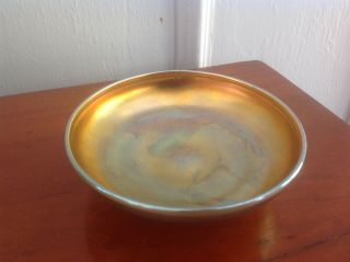 Fantastic Antique L.  C.  T Tiffany Favrile Gold Iridescent Art Glass Bowl Signed 5