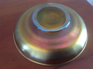 Fantastic Antique L.  C.  T Tiffany Favrile Gold Iridescent Art Glass Bowl Signed 7