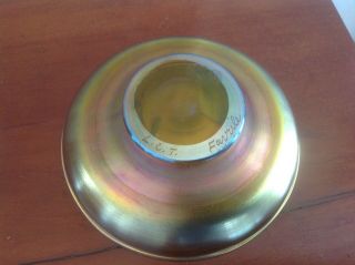 Fantastic Antique L.  C.  T Tiffany Favrile Gold Iridescent Art Glass Bowl Signed 8