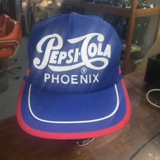 Vintage Pepsi - Cola 3 - Stripe Snapback Mesh Trucker Hat Phoenix Arizona Rare