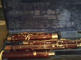 8) Vintage Conn Wooden Bassoon Made By Schreiber Germany Recently Adjusted Read