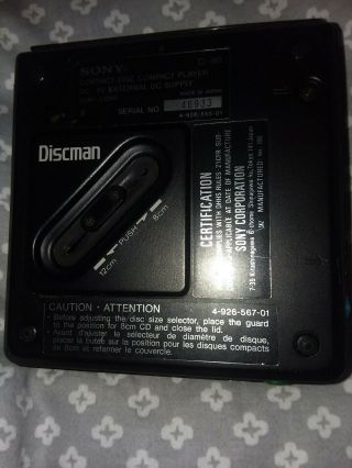 Vintage 1988 Sony Discman D - 88 CD Player RARE 6