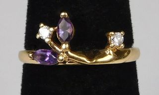 Vintage 14k Yellow Gold Amethyst And Diamond Wrap Ring - Size 6.  5