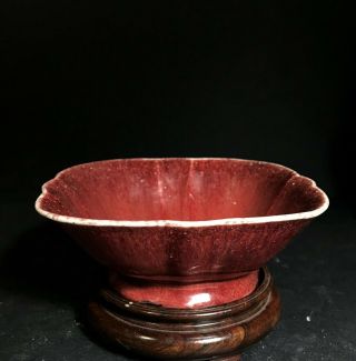 Rare Antique Chinese Monochrome Red Glaze Porcelain Bowl