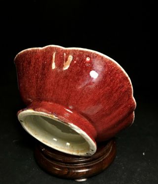 Rare Antique Chinese Monochrome Red Glaze Porcelain Bowl 6