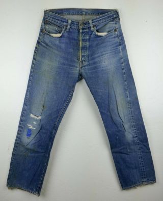 Vintage Pair 1970 Big E Levis 501 Blue Denim Jeans 32x28