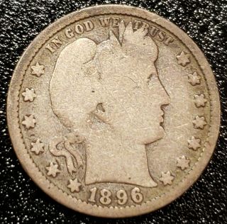 ☆extremely Rare 1896 S 25 Cents Barber Quarter☆