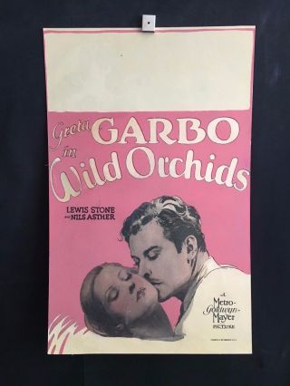 Rare Wild Orchids Orig 1929 Window Card Movie Poster Greta Garbo Nils Asther