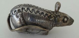 Antique Silver Cambodian Mouse Betel Nut Box