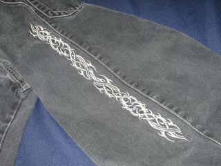 Vintage JNCO Jeans Tribal Embroidered Mens Black 30x30 Baggy Skater Raver 90s 6