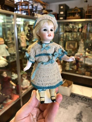 Antique 6.  5” German Bisque Gk Gebruder Kuhnlenz 44 - 14 Petite Doll Sweet Girl