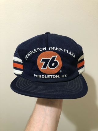 Vintage 70s 80s Unocal 76 Mesh 3 Stripe Snapback Trucker Hat Cap Usa Kentucky