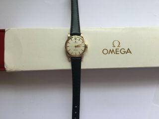 Vintage Ladies 9ct Solid Gold Omega Geneve Pie Pan Dial Watch Boxed 7