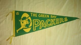 Vtg 1960s Green Bay Packers Nfl Football Felt Pennant Big 11.  5 " X 29.  5 "