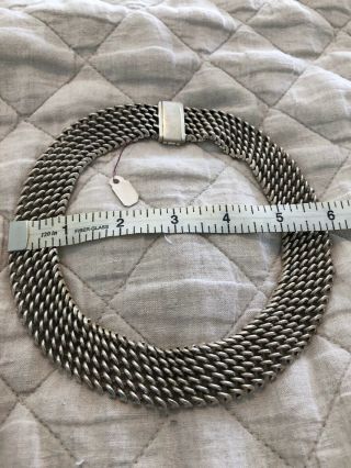 VINTAGE TAXCO MEXICO HUGE WIDE MESH STERLING SILVER MID CENTURY NECKLACE 6