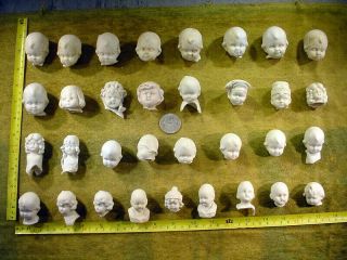 33 X Excavated Large Vintage Victorian Bisque Doll Head Age 1860 Mixed Media