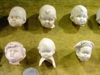 33 x excavated large vintage victorian bisque doll head age 1860 mixed media 3