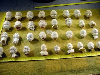33 x excavated large vintage victorian bisque doll head age 1860 mixed media 8