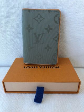 Rare Louis Vuitton Titanium Monogram Pocket Organizer Bifold Wallet Slender Lv