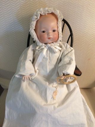 Antique Armand Marseille Baby Doll With 2 Dresses,  Slip,  Bonnet & Swing.