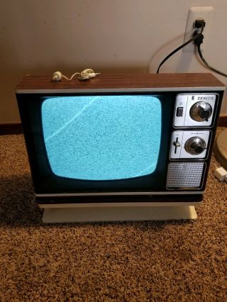 Vintage Zenith Television Swivel Retro Art Deco Black And White 15 "