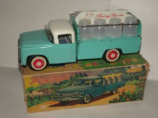 Red China Diary Milk Truck Vintage Tin Toy