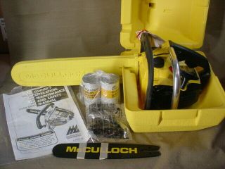 Wow Nos Vintage Mcculloch 110 Chainsaw Complete Case Oil Bars Chains Never Ran