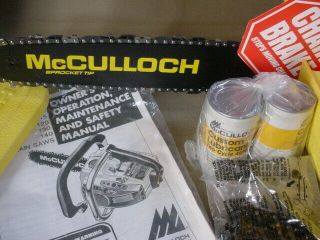 WOW NOS VINTAGE McCULLOCH 110 CHAINSAW COMPLETE CASE OIL BARS CHAINS NEVER RAN 5
