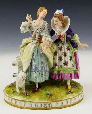 Large Antique 19th C German Meissen Porcelain Figural Group