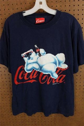Vtg 1995 Usa Made Coca Cola Polar Bear T - Shirt Large 90s Vaporwave Aesthetic
