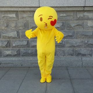 Emoji Smile Face Mascot Costume Suit Cosplay Party Fancy Dress Halloween Adult @