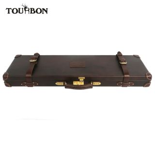 Tourbon Shotgun Hard Case Leather Box Gun Holder With Lock Gun Storage Vintage