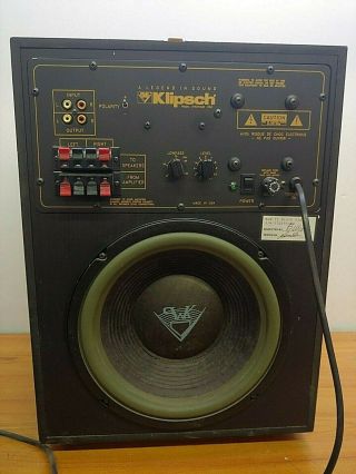 Vintage Klipsch Sw8 - Ii Compact Powered Subwoofer With Black Vinyl Grill