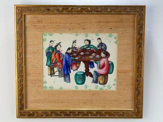 Old Or Antique Chinese Watercolor Painting - Women Food Garden Seat Drawing - 2d
