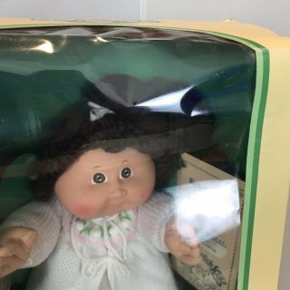Cabbage Patch Kids Brown Loop Hair & Eyes doll W/ Papers box Crochet Knit Outfit 2