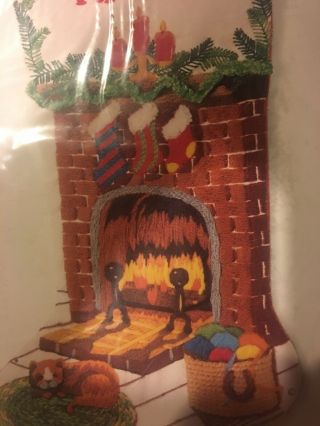 Vintage Sunset Christmas Fireside Stocking Crewel Stitchery Kit 2040 Cat 3