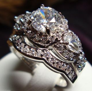 Stunning Cz Vintage Style Women Engagement Wedding Rings Set Size 5 To 10