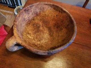 Antique Large Primitive Wooden Bowl 12 " Diameter And 6 " Deep Piece
