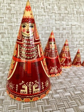 Rare Conical Vintage Russian Nesting Dolls Yoshkar Ola Mari El Russia Matryoshka