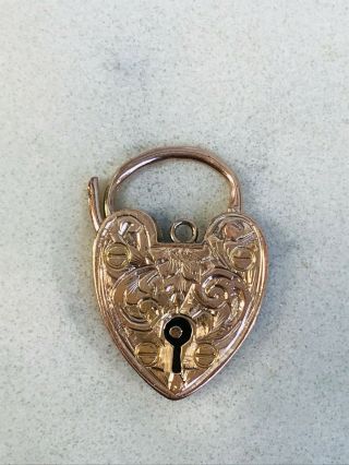 Vintage 9ct Solid Rose Gold Filigree Heart Padlock