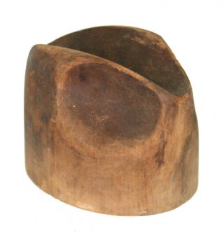 Vtg Antique Wood Hat Block Mold Center Dent Millinery Size 4 1/4 6 3/4 1931 Jg