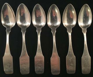 Set Of 6 Southern Coin Silver Tea Spoons W.  A.  Williams Alexandria Virginia