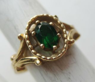 Fine Vintage 14k Gold Green Oval Cut.  5ct Emerald Gemstone Ring 2.  8g