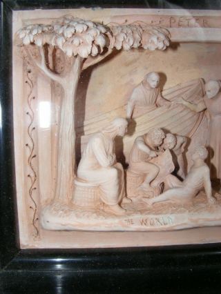 Rare George Tinworth Doulton Lambeth Terracotta Plaque Peter Paying Tribute 3
