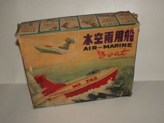 Red China Air Marine Boat Battery Operated Vintage Tin Toy