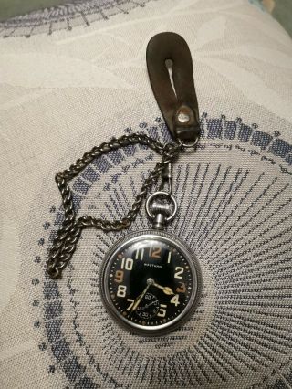 Vintage Waltham Wwii 1942 Military Pocket Watch (grade 1609) With Chain