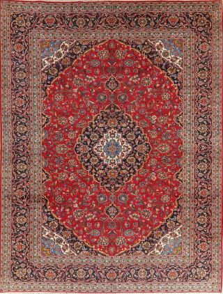 Traditional Floral Oriental Rug Wool Hand - Knotted Red Carpet 10 X 13